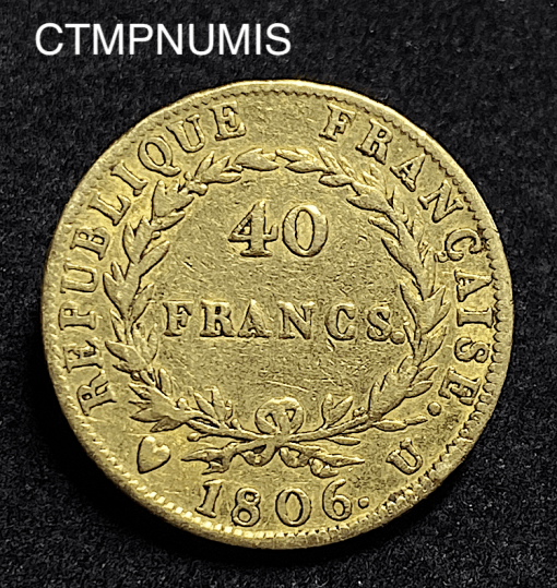 ,MONNAIE,40,FRANCS,OR,NAPOLEON,EMPEREUR,1806,U,TURIN,