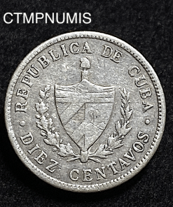 ,MONNAIE,CUBA,10,CENTAVOS,ARGENT,1915,