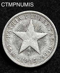 ,MONNAIE,CUBA,10,CENTAVOS,ARGENT,1915,