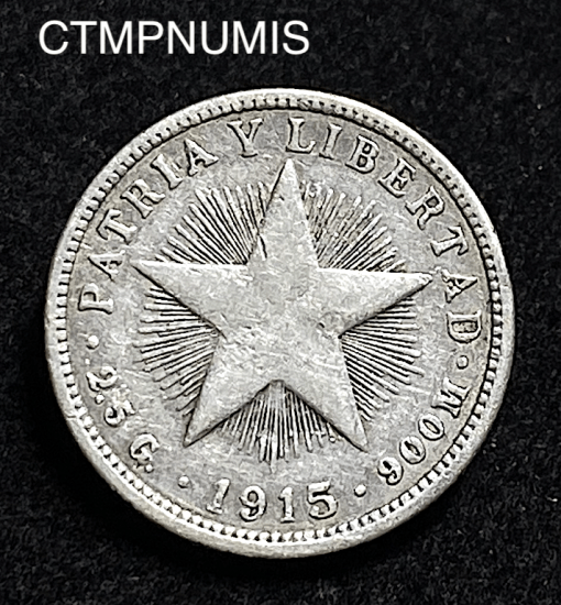 ,MONNAIE,CUBA,10,CENTAVOS,ARGENT,1915,