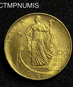 ,MONNAIE,ITALIE,100,LIRE,OR,1933,