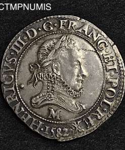 ,MONNAIE,ROYALE,HENRI,III,FRANC,ARGENT,1582,M,TOULOUSE,