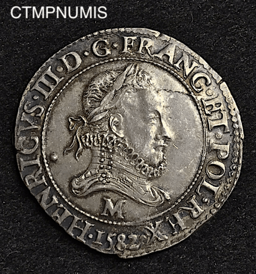 ,MONNAIE,ROYALE,HENRI,III,FRANC,ARGENT,1582,M,TOULOUSE,