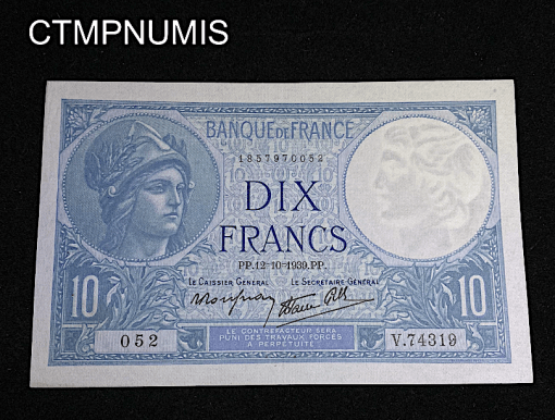 ,BILLET,10,FRANCS,MINERVE,1939,