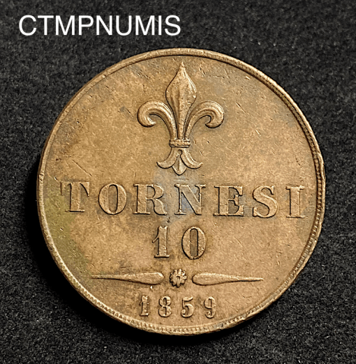 ,MONNAIE,ITALIE,10,TORNESI,SICILE,1859,