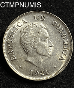 ,MONNAIE,COLOMBIE,20,CENTAVOS,ARGENT,1941,