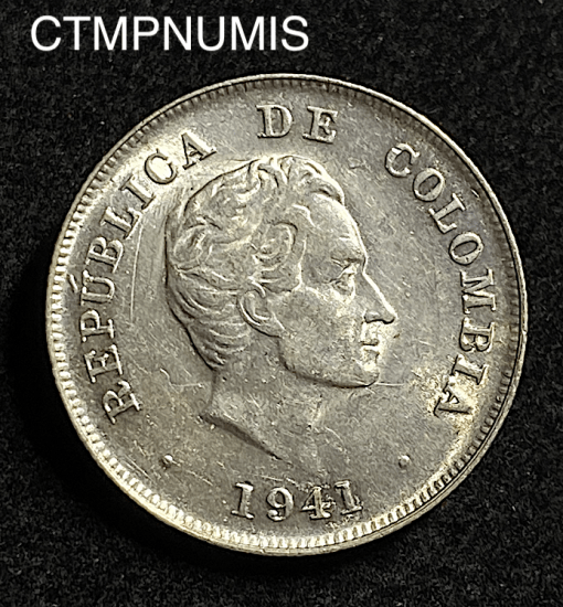 ,MONNAIE,COLOMBIE,20,CENTAVOS,ARGENT,1941,