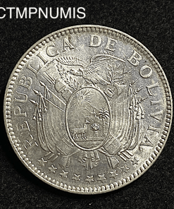 ,MONNAIE,BOLIVIE,50,CENTAVOS,ARGENT,1909,