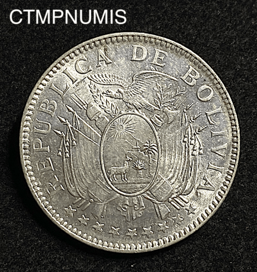 ,MONNAIE,BOLIVIE,50,CENTAVOS,ARGENT,1909,