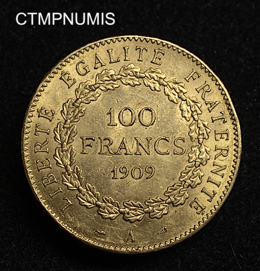 ,MONNAIE,100,FRANCS,OR,GENIE,1909,