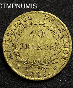 ,MONNAIE,REPUBLIQUE,40,FRANCS,OR,NAPOLEON,EMPEREUR,1806,U,TURIN,