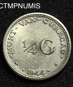 ,MONNAIE,PAYS,BAS,CURACAO,1/4,GULDEN,ARGENT,1944,