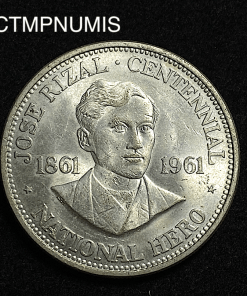 ,MONNAIE,PHILIPPINES,1,PESO,ARGENT,1961,