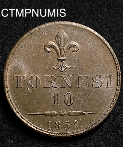 ,MONNAIE,ITALIE,SICILE,10,TORNESI,1859,