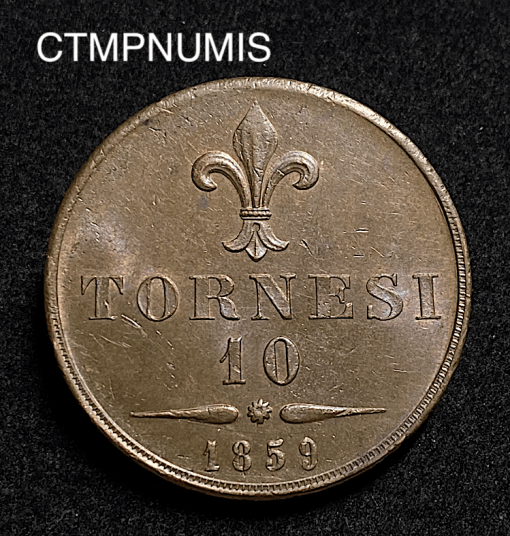,MONNAIE,ITALIE,SICILE,10,TORNESI,1859,
