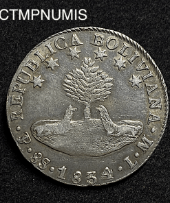 ,MONNAIE,BOLIVIE,8,SOLES,ARGENT,1834,POTOSI,