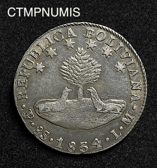 ,MONNAIE,BOLIVIE,8,SOLES,ARGENT,1834,POTOSI,