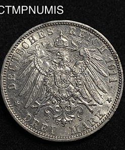 ,MONNAIE,ALLEMAGNE,BADEN,3,MARK,ARGENT,1911,