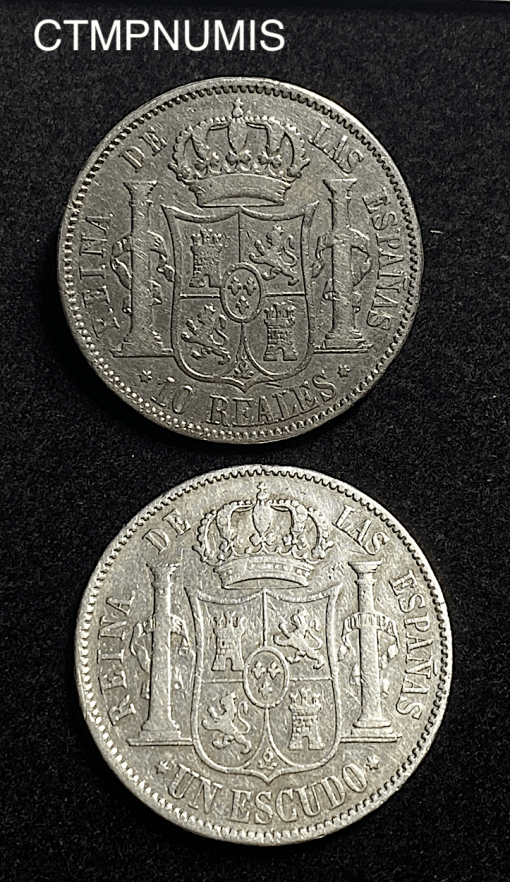 ,MONNAIE,ESPAGNE,ARGENT,ISABEL,1862,1863,