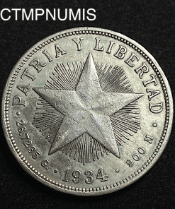 ,MONNAIE,CUBA,1,PESO,ARGENT,1934,