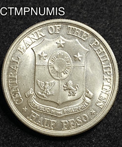 ,MONNAIE,PHILIPPINE,1/2,PESO,ARGENT,1961,