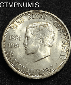 ,MONNAIE,PHILIPPINE,1/2,PESO,ARGENT,1961,
