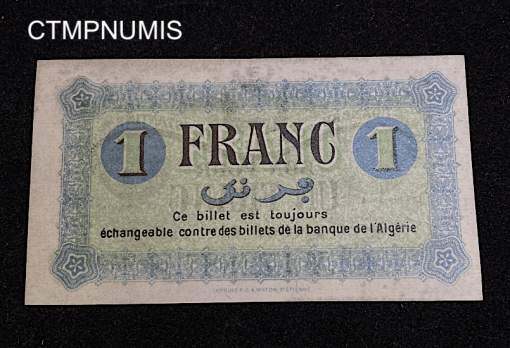 ,BILLET,ALGERIE,CONSTANTINE,1,FRANC,1915,NEUF,