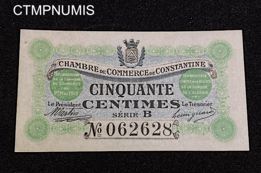 ,BILLET,NECESSITE,ALGERIE,CONSTANTINE,50,CENTIMES,1915,