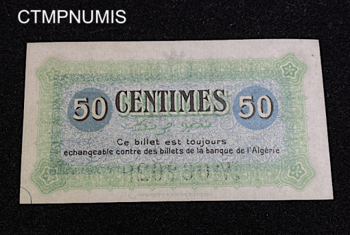 ,BILLET,NECESSITE,ALGERIE,CONSTANTINE,50,CENTIMES,1915,