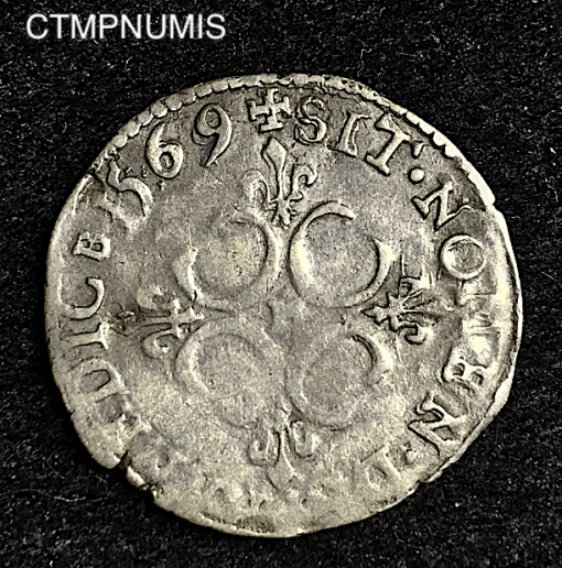 ,MONNAIE,ROYALE,CHARLES,IX,SOL,PARISIS,ARGENT,1569,TOULOUSE,