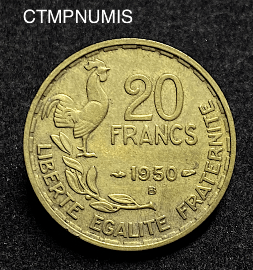 ,MONNAIE,20,FRANCS,G,GUIRAUD,1950,B,3,PLUMES,