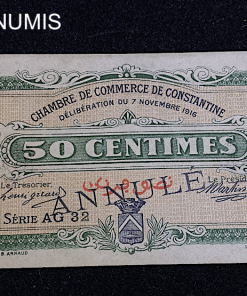 ,BILLET,NECESSITE,ALGERIE,50,CENTIMES,ANNULE,CONSTANTINE,