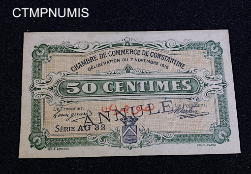 ,BILLET,NECESSITE,ALGERIE,50,CENTIMES,ANNULE,CONSTANTINE,