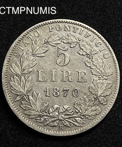 ,MONNAIE,ITALIE,VATICAN,5,LIRE,ARGENT,1870,ROME,