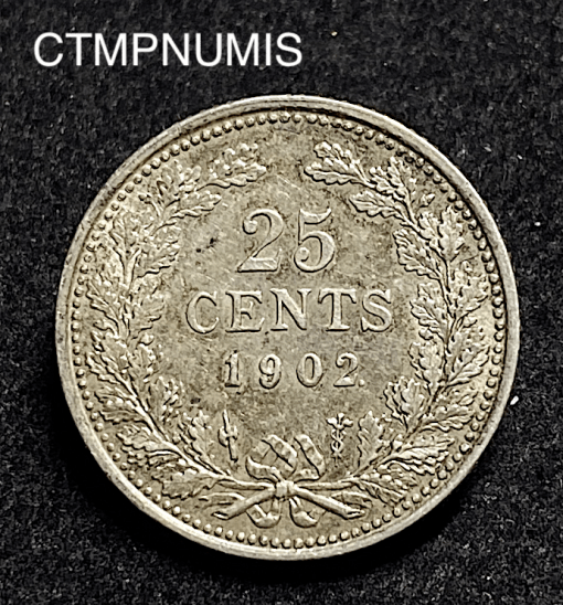 ,MONNAIE,PAYS,BAS,25,CENTS,ARGENT,1902,