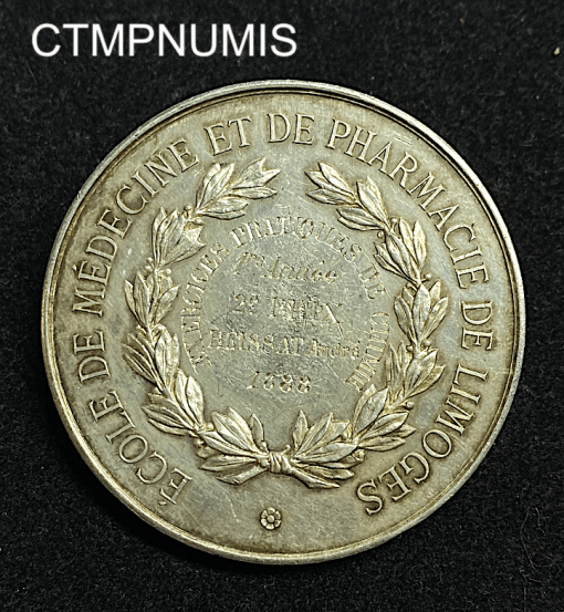 ,MEDAILLE,ARGENT,MEDECINE,PHARMACIE,LIMOGES,HIPPOCRATE,