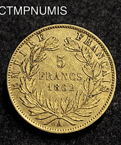 ,MONNAIE,5,FRANCS,OR,NAPOLEON,1862,