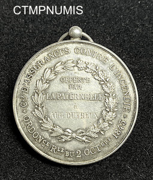 ,MEDAILLE,ARGENT,ASSURANCES,INCENDIE,FRATERNELLE,1843,