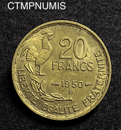 ,MONNAIE,20,FRANCS,GUIRAUD,1950,B,3,PLUMES,