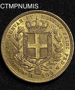 ,MONNAIE,ITALIE,100,LIRE,OR,1834,TURIN,