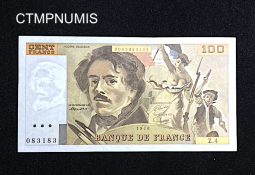 ,BILLET,100,FRANCS,DELACROIX,1978,HACHURES,