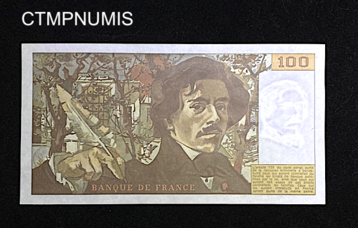 ,BILLET,100,FRANCS,DELACROIX,1978,HACHURES,