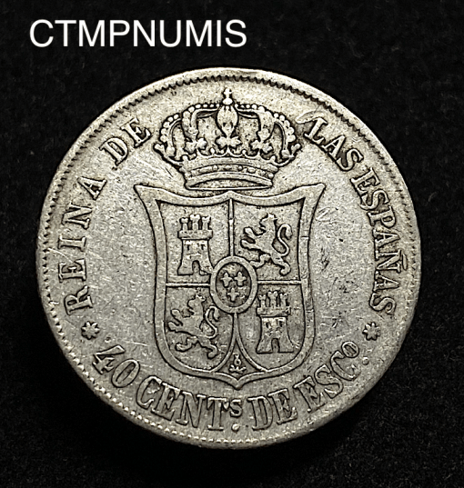 ,MONNAIE,ESPAGNE,40,CENTIMOS,ARGENT,1865,SEVILLE,