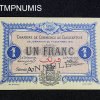 ,BILLET,ALGERIE,1,FRANC,1916,CONSTANTINE,ANNULE,