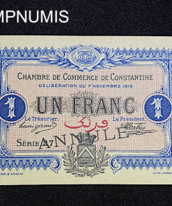 ,BILLET,ALGERIE,1,FRANC,1916,CONSTANTINE,ANNULE,