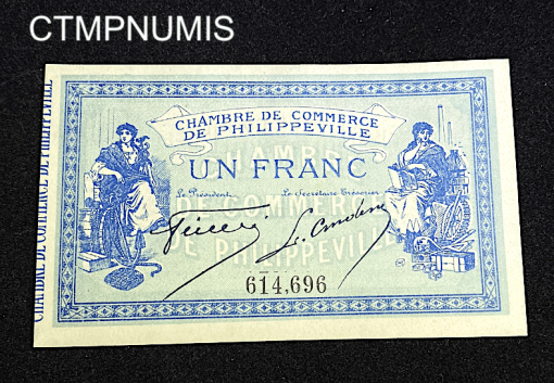 ,BILLET,ALGERIE,1,FRANC,1914,PHILIPPEVILLE,