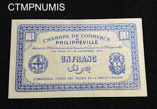 ,BILLET,ALGERIE,1,FRANC,1914,PHILIPPEVILLE,