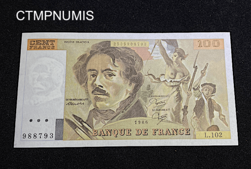 ,BILLET,100,FRANCS,DELACROIX,1986,NEUF,