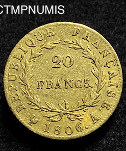 ,MONNAIE,20,FRANCS,OR,NAPOLEON,EMPEREUR,1806,