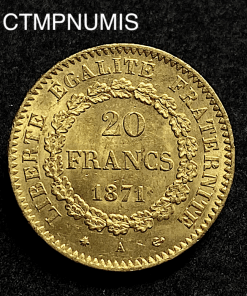 ,MONNAIE,20,FRANCS,OR,GENIE,1871,
